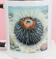 Sea Urchin On The Ocean Floor Black Handle Mug