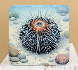 TwoAcreTees.com Sea Urchin On The Ocean Floor Square Coaster