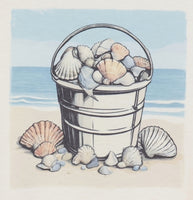 Bucket Of Seashells On The Beach Vanilla Cream T-Shirt