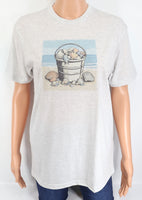 Bucket Of Seashells On The Beach Light Granite T-Shirt