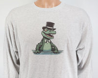 TwoAcreTees.com Sherman The Alligator Ash Gray Long Sleeve Shirt