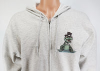 TwoAcreTees.com Sherman The Alligator Ash Gray Zipper Hoodie