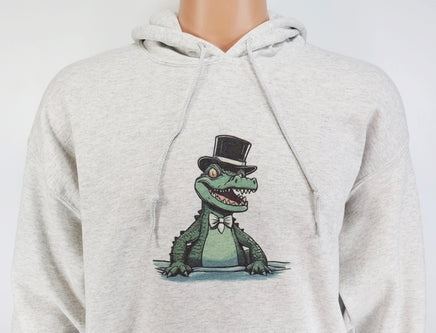 TwoAcreTees.com Sherman The Alligator Ash Gray Pullover Hoodie