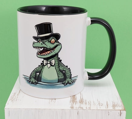 TwoAcreTees.com Sherman The Alligator Black Handle Mug