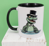 Sherman The Classy Alligator Black Handle Mug