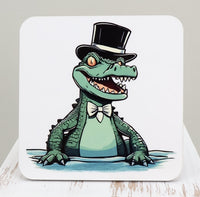 TwoAcreTees.com Sherman The Alligator Square Coaster