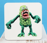 TwoAcreTees.com Sid The Green Monster Square Coaster