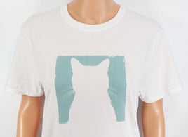 TwoAcreTees.com White Cat Silhouette Crisp White T-Shirt