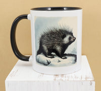 Spike The Curious Porcupine Black Handle Mug