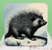 TwoAcreTees.com Spike The Curious Porcupine Square Coaster