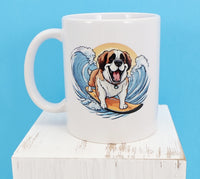 Sully The Surfing Saint Bernard White Mug