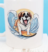 Sully The Surfing Saint Bernard White Mug