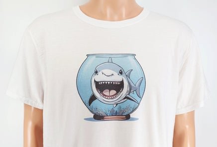 TwoAcreTees.com Thrasher The Shark In A Fish Bowl Crisp White T-Shirt