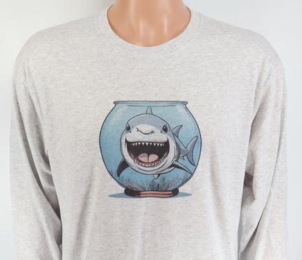 TwoAcreTees.com Thrasher The Shark In A Fish Bowl Ash Gray Long Sleeve Shirt