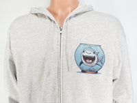 TwoAcreTees.com Thrasher The Shark In A Fish Bowl Ash Gray Zipper Hoodie