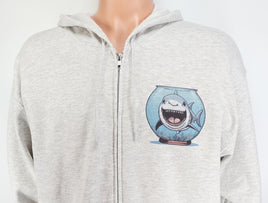 TwoAcreTees.com Thrasher The Shark In A Fish Bowl Ash Gray Zipper Hoodie