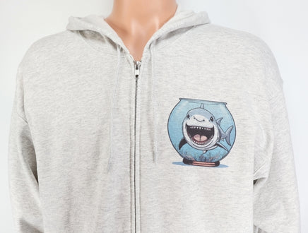 TwoAcreTees.com Thrasher The Shark In A Fish Bowl Ash Gray Zipper Hoodie