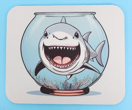 TwoAcreTees.com Thrasher The Shark In A Fish Bowl Mouse Pad