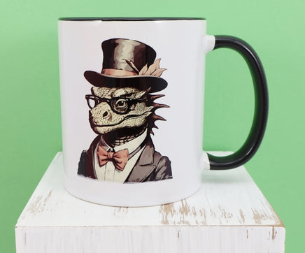 TwoAcreTees.com Thurston The Esteemed Dragon Black Handle Mug