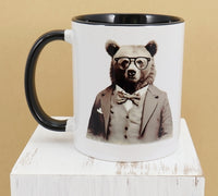 Truman The Old Timey Bear Black Handle Mug