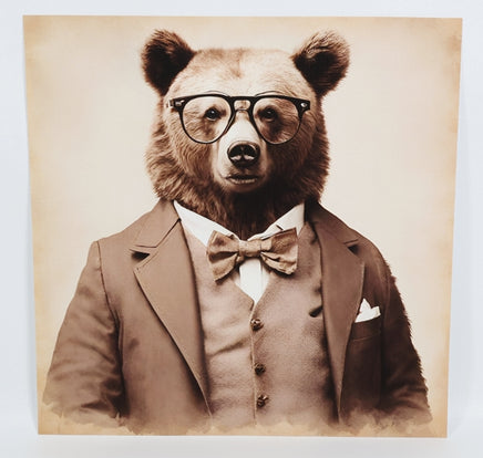 TwoAcreTees.com Truman The Old Timey Bear Textured Print