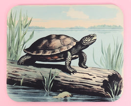 TwoAcreTees.com Turtle On A Log On The Lake Mouse Pad