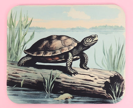 TwoAcreTees.com Turtle On A Log On The Lake Mouse Pad