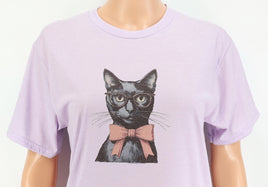 TwoAcreTees.com Victoria The Precious Black Cat Pastel Purple T-Shirt