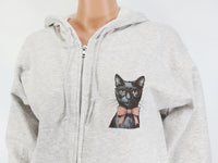 TwoAcreTees.com Victoria The Precious Black Cat Ash Gray Zipper Hoodie