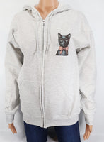 Victoria The Precious Black Cat Ash Gray Zipper Hoodie