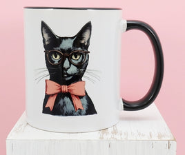 TwoAcreTees.com Victoria The Precious Black Cat Black Handle Mug