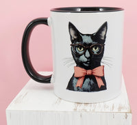 Victoria The Precious Black Cat Black Handle Mug