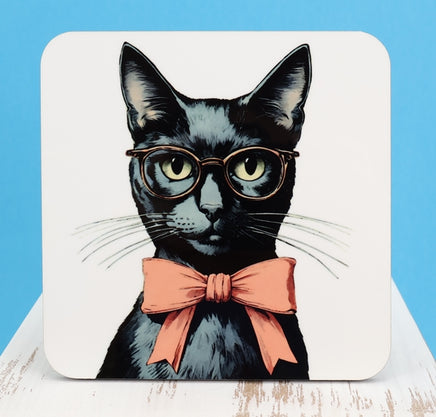 TwoAcreTees.com Victoria The Precious Black Cat Square Coaster