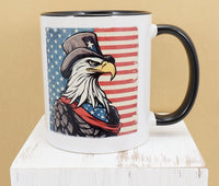 TwoAcreTees.com Victory The Steadfast Bald Eagle Black Handle Mug