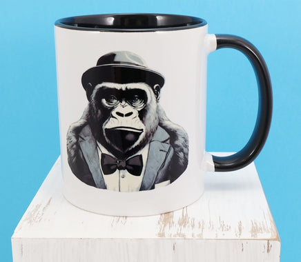 TwoAcreTees.com Vincent The Prestigious Gorilla Black Handle Mug