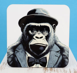 TwoAcreTees.com Vincent The Prestigious Gorilla Square Coaster