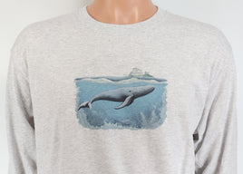 TwoAcreTees.com Whale Swimming In The Ocean Ash Gray Long Sleeve Shirt