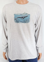 Whale Swimming In The Ocean Ash Gray Long Sleeve Shirt