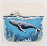 TwoAcreTees.com Whale Swimming In The Ocean Textured Print