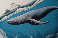 Whale Swimming In The Ocean Textured Print