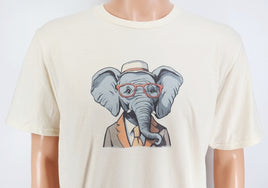 TwoAcreTees.com Wilbur The Fashionable Elephant Vanilla Cream T-Shirt