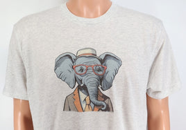 TwoAcreTees.com Wilbur The Fashionable Elephant Light Granite T-Shirt