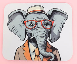 TwoAcreTees.com Wilbur The Fashionable Elephant Mouse Pad