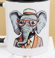 Wilbur The Fashionable Elephant Black Handle Mug