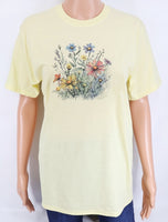 Yellow, Pink And Blue Wildflowers Pastel Lemon T-Shirt