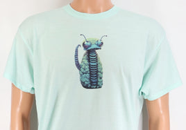 TwoAcreTees.com Willy The Wooly Worm Ice Teal T-Shirt