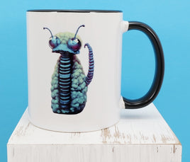 TwoAcreTees.com Willy The Wooly Worm Black Handle Mug