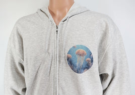 School Of Pink Jellyfish Ash Gray Zipper Hoodie