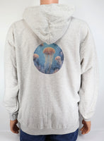 School Of Pink Jellyfish Ash Gray Zipper Hoodie