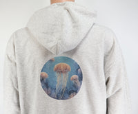 School Of Pink Jellyfish Ash Gray Zipper Hoodie